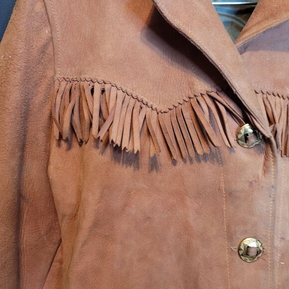Vintage Fringe Leather Jacket Tregos Westwear 1950s MCM Size Small Flaws - Picture 5 of 10